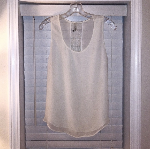 Paper Crane Sheer Off White Tank with Lace Top - Picture 5 of 7